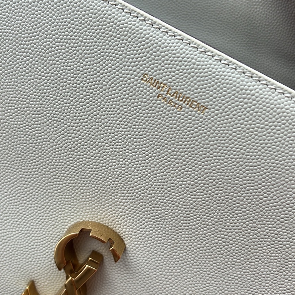 YSL CASSANDRA MINI TOP HANDLE BAG - Beige Leather - Picture 10 of 12